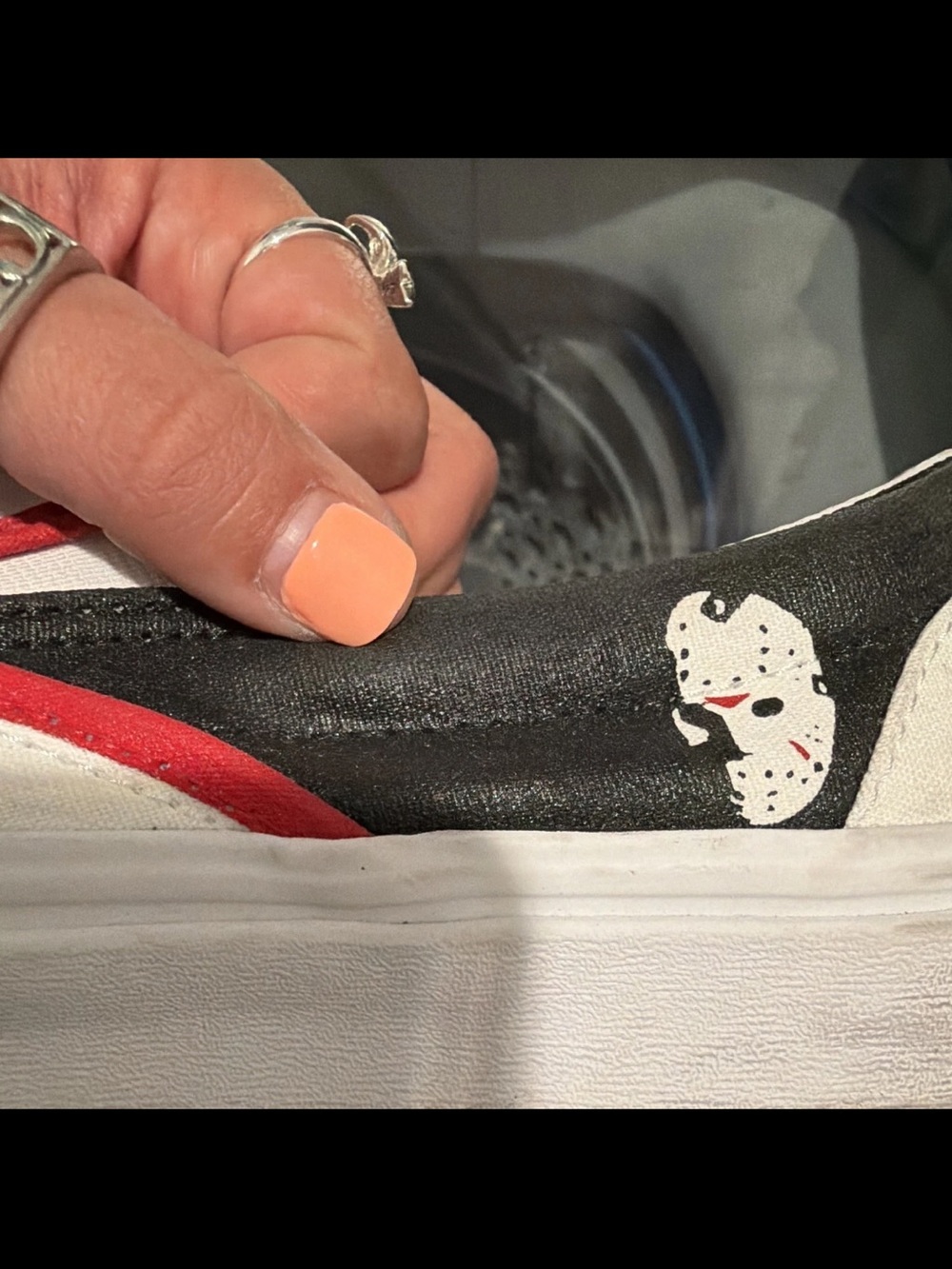 Vans Friday the 13th Custom Painted Slip-On Sneakers M7/W8.5 - Picture 6 of 8